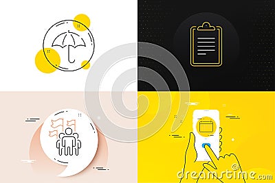 Minimal set of Leadership, Calendar and Umbrella line icons. For web development. Vector Vector Illustration