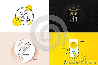 Minimal set of Project edit, Puzzle and Inspect line icons. For web development. Vector Vector Illustration