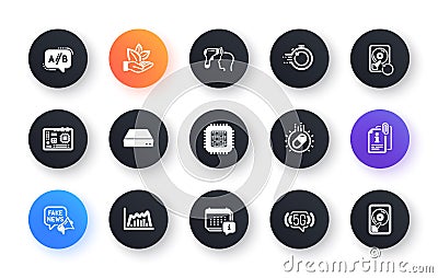 Minimal set of Recovery hdd, 5g wifi and Ab testing flat icons for web development. For design. Vector Vector Illustration