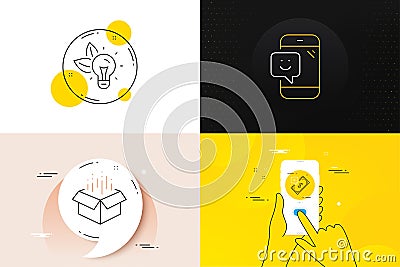 Minimal set of Rejected payment, Eco energy and Smile line icons. For web development. Vector Vector Illustration