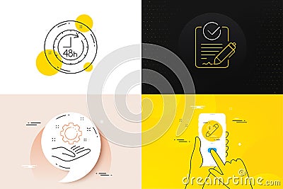 Minimal set of Rfp, Employee hand and Edit line icons. For web development. Vector Vector Illustration