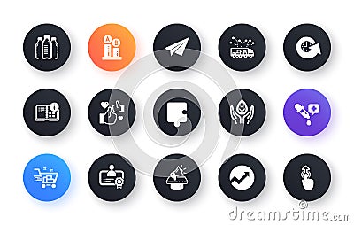 Minimal set of Shopping cart, Update time and Paper plane flat icons for web development. For design. Vector Vector Illustration