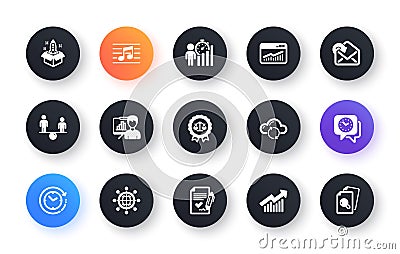 Minimal set of Time change, Startup and Clock flat icons for web development. For design. Vector Vector Illustration