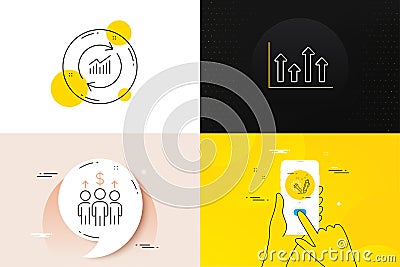 Minimal set of Upper arrows, Meeting and Engineering line icons. For web development. Vector Vector Illustration