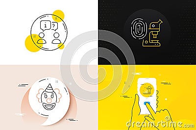 Minimal set of Winner, Fingerprint research and Interview line icons. For web development. Vector Vector Illustration
