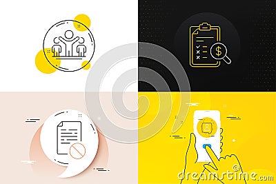 Minimal set of Wrong file, Winner and Developers chat line icons. For web development. Vector Vector Illustration