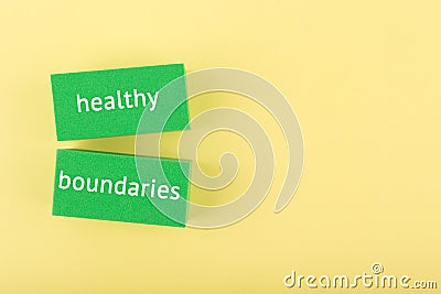 Mental health and healthy boundaries concept on yellow background with copy space Stock Photo