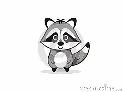 Minimal Simple Hand-Drawn Raccoon Illustration AI Generated Cartoon Illustration