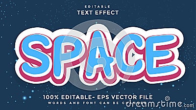 Minimal Space Editable Text Effect Design Template, Effect Saved In Graphic Style Vector Illustration