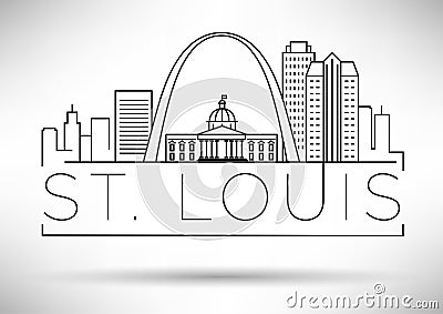 Minimal St. Louis Linear City Skyline with Typographic Design Stock Photo