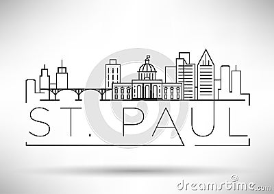 Minimal St. Paul City Linear Skyline with Typographic Design Vector Illustration
