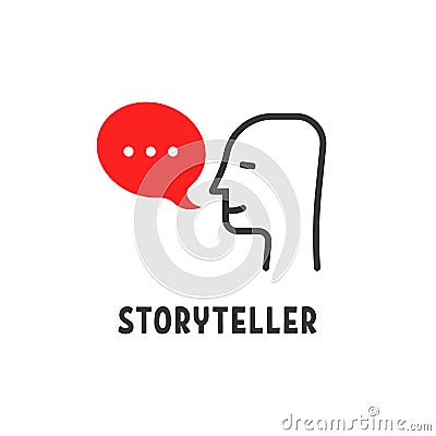minimal storyteller logo with human head Vector Illustration
