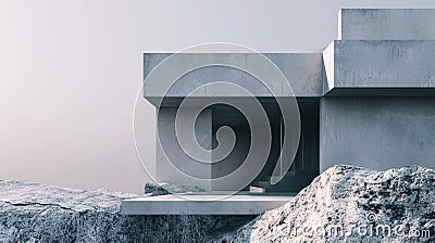 Minimal and Surreal Architecture, futuristic. Generative Ai Stock Photo