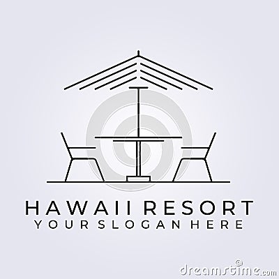 Minimal terrace cafe restaurant , coffee shop logo icon sign symbol vector illustration design hawaii resort Vector Illustration
