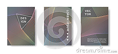 Minimal title design. Modern vertical cover. Holographic rainbow and grey cover design set. Vector Illustration