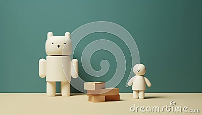 Minimal Toys, Simple Playful Delights. Miniature toys photography created with AI. Stock Photo