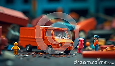 Minimal Toys, Simple Playful Delights. Miniature toys photography created with AI. Stock Photo