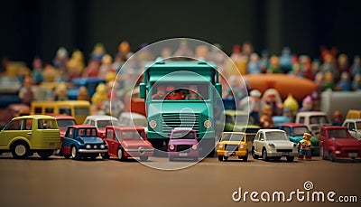 Minimal Toys, Simple Playful Delights. Miniature toys photography created with AI. Stock Photo