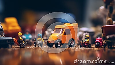 Minimal Toys, Simple Playful Delights. Miniature toys photography created with AI. Stock Photo