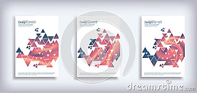 Minimal Vector Cover design set with abstract triangles. Modern halftone gradients. Stock Photo