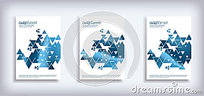 Minimal Vector Cover design set with abstract triangles. Modern halftone gradients. Stock Photo