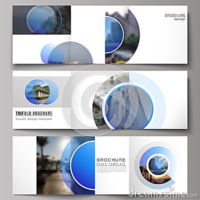 The minimal vector editable layout of square format covers design templates for trifold brochure, flyer, magazine Vector Illustration