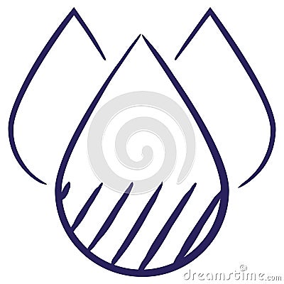 Minimal vector icon of the liquid drop with hatching inside, isolated Vector Illustration