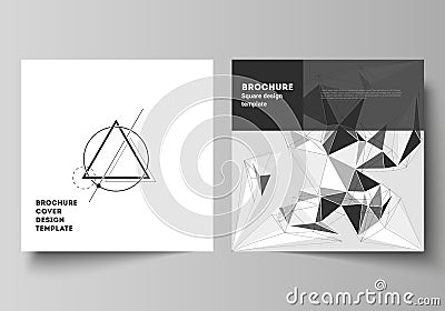 Minimal vector illustration of editable layout of two square format covers design templates for brochure, flyer Vector Illustration