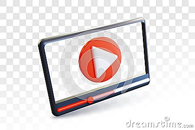 Minimal video player or media player interface in perspective view, social media concept Vector Illustration