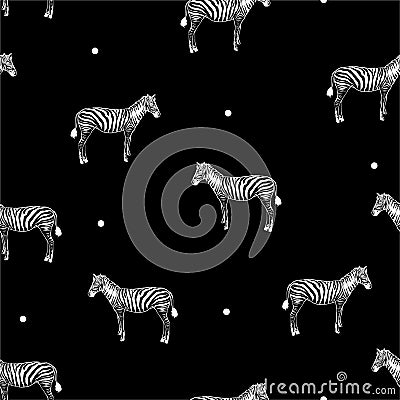 Minimal zebra safari mixed with polka dots seamless pattern in ,Design for fashion , fabric, web,wallpaper, and all prints Vector Illustration