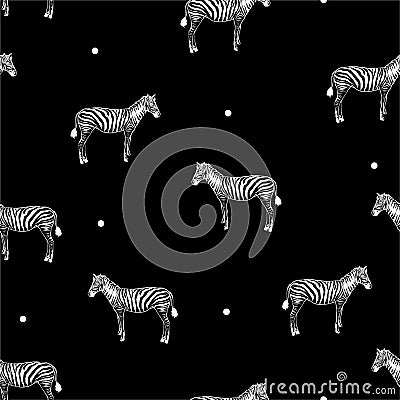 Minimal zebra safari mixed with polka dots seamless pattern in ,Design for fashion , fabric, web,wallpaper, and all prints Stock Photo