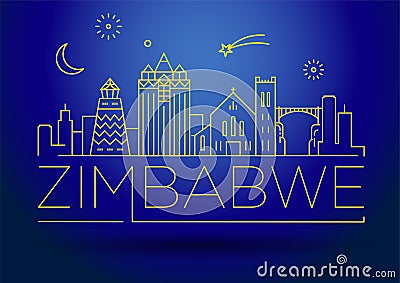 Minimal Zimbabwe Linear Skyline with Typographic Design Stock Photo