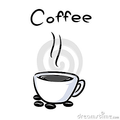 Minimalism cup hot coffee grains cartoon Cartoon Illustration