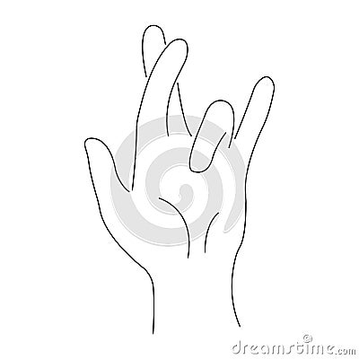 Minimalism hand gesture with crossed fingers. A sign of happiness for good luck Vector Illustration