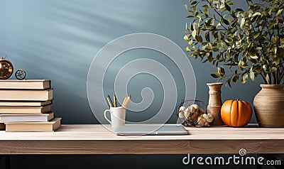 Minimalism in light interior design, workspace. Stock Photo