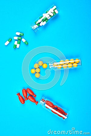Minimalism style template for medical pills blog. Stock Photo