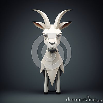 Minimalist 3d White Goat: Bold Geometric Minimalism In 32k Uhd Stock Photo