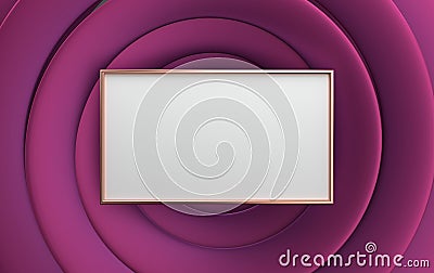 Minimalist abstract background, primitive geometrical figures, 3D render, white rectangular on a violet background, blank template Stock Photo