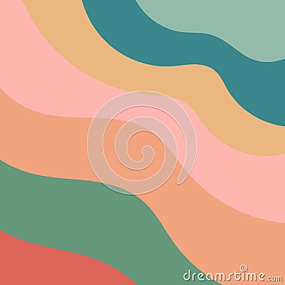 Minimalist abstract vector background in vintage retro style with pastel color palette. Waves diagonal pattern. Elegant trendy Vector Illustration