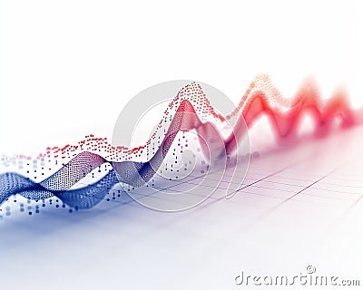 Minimalist Anomaly Detection: Blue Line Graph with Sharp Red Spike Stock Photo