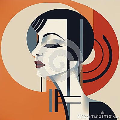 Minimalist Art Deco Illustration With Retro-futurism Influence Cartoon Illustration