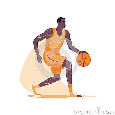 Minimalist Basketball Player Illustration on White Background for Sports Posters and Web Design. Stock Photo
