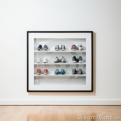 Minimalist Basketball Shoe Rack Portrait Frame For Modern Wall Decor Stock Photo