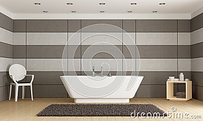 Minimalist bathroom with bathtub Stock Photo