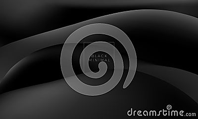 Minimalist black modern abstract background with liquid shapes texture. Vector illustration Cartoon Illustration