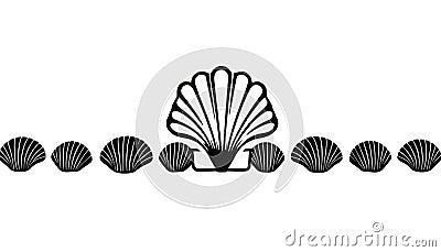 Minimalist black seashell silhouettes. Sea shell design for logo decorative use. Simple, elegant bivalve shells in repeating Stock Photo