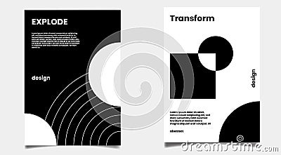 A4 Minimalist black and white cover templates. Geometric cover design. Abstract cover black and white cover design Stock Photo