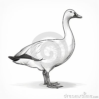 Minimalist Black And White Goose Illustration On White Background Cartoon Illustration
