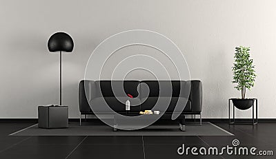 Minimalist black and white living room Stock Photo