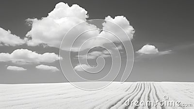 Minimalist Black And White Photograph Of A Poma Lift With Locust In French Landscape Stock Photo